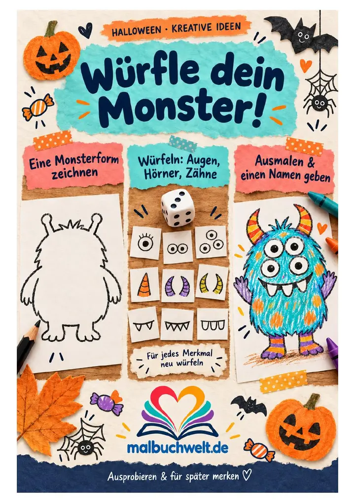Würfle dein Monster – kostenloses Kreativpaket Titelblatt des Kreativpakets Würfle dein Monster
