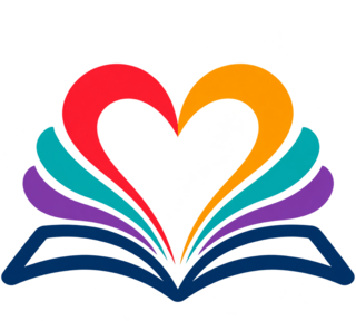 Buntes Herz über einem offenen Buch