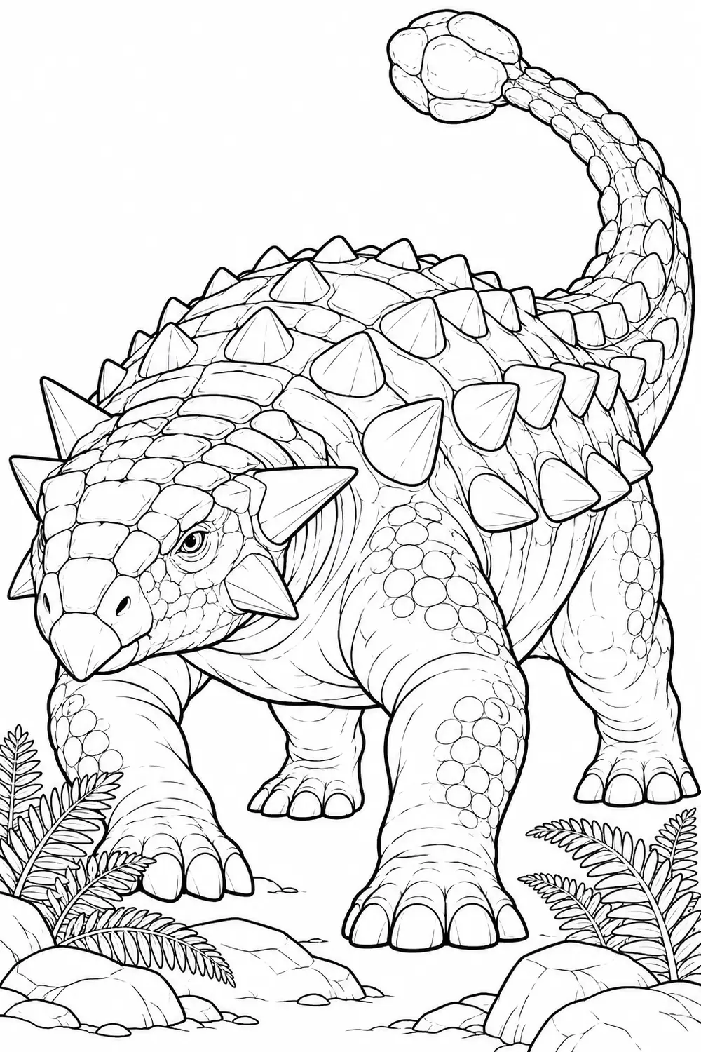 Malvorlage: Ankylosaurus mit mächtiger Schwanzkeule