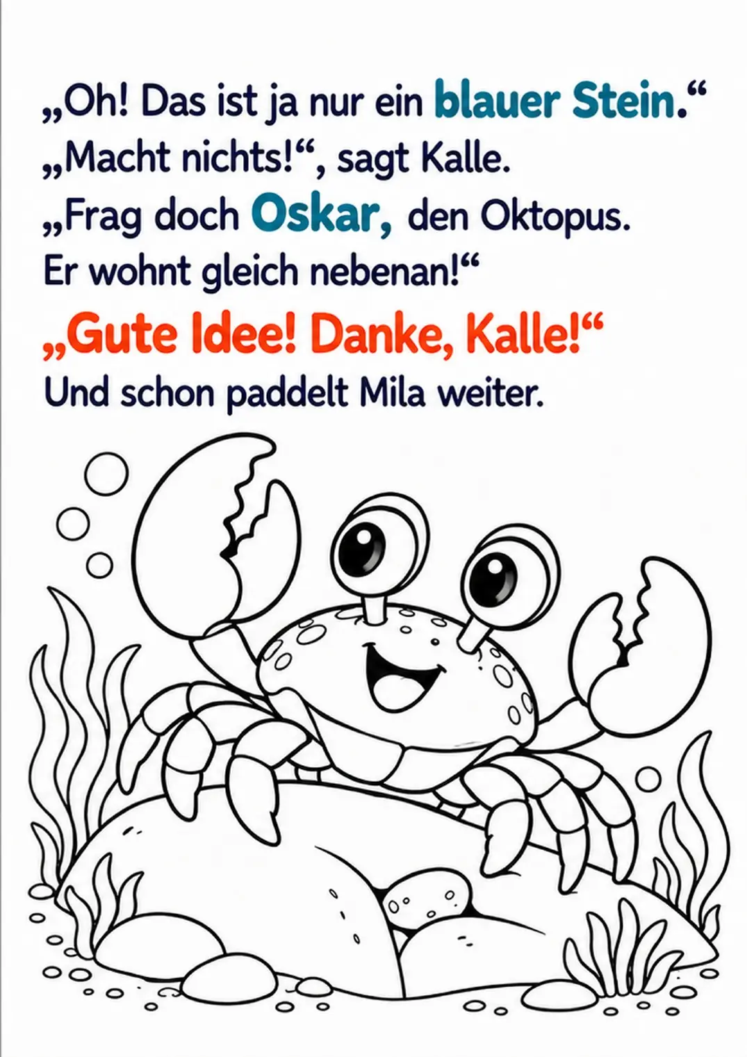 Malvorlage: Oskar, der Krebs im Seegras