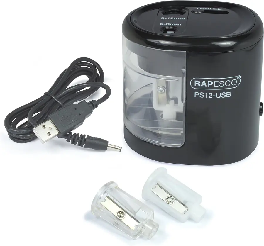 Rapesco elektrischer Doppelspitzer mit USB-Kabel