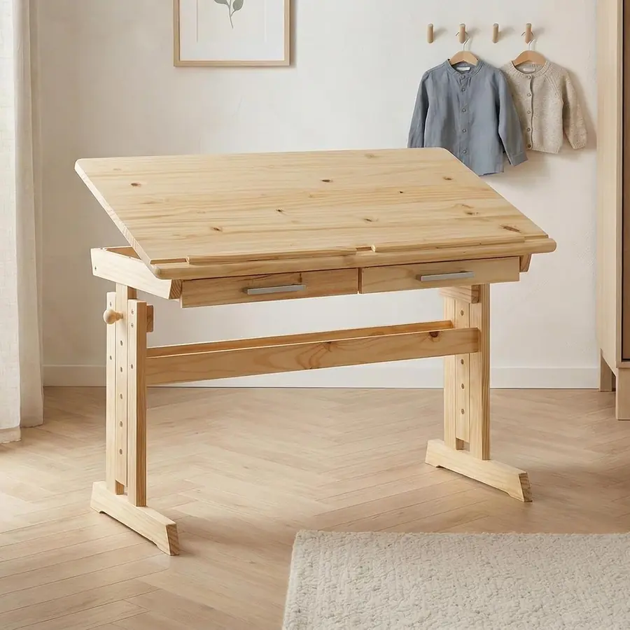 Höhenverstellbarer Kinderschreibtisch aus Holz